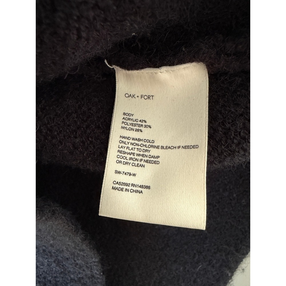 OAK + FORT Black Collared Cropped V-Neck Sweater S Minimalist Basic - Picture 5 of 8